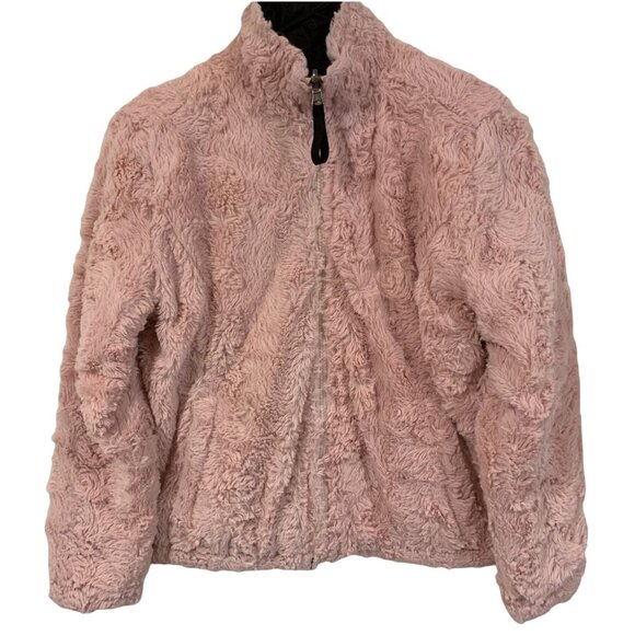 ME JANE Reversible Sherpa Jacket Womens Medium Full Zip Quilted Fuzzy Coat Warm - Picture 1 of 7